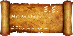 Böjte Etelka névjegykártya